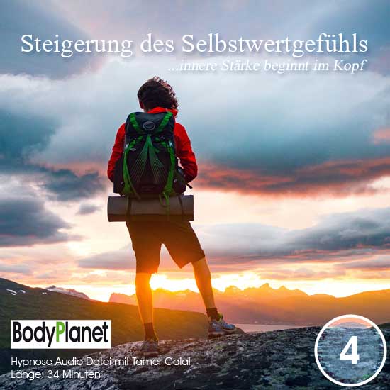 Cover einer Hypnose-CD als Download, dunkelblauer Hintergrund mit weißem Schriftzug "HYPNOSE" und abstraktem Muster