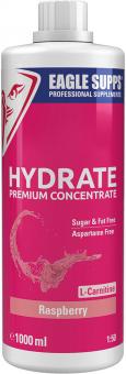 Eagle Supps Hydrate Premium Concentrate, 1 Liter Flasche, Geschmacksrichtung Raspberry, rotes Getränkekonzentrat.