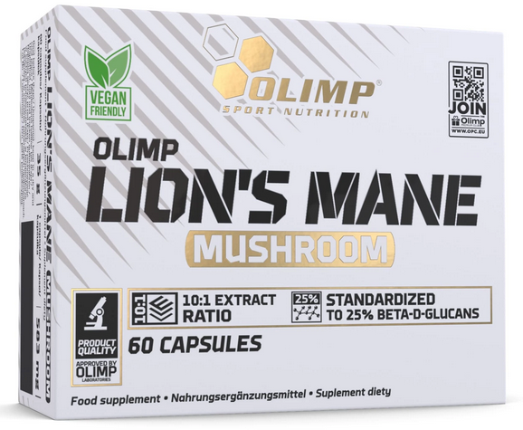 Olimp Lion's Mane Mushroom - 60 Kapseln – Standardisierter Hericium erinaceus Fruchtkörperextrakt – 10:1 Konzentrat für Fo...